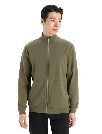 Pánské Mikiny S Kapucí Icebreaker Merino Central II Long Sleeve Zip Olivy Zelené | CZ 1667DFMN